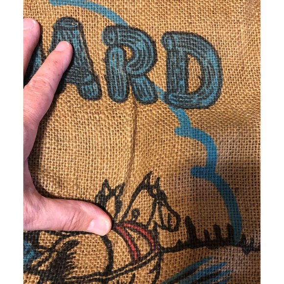 Burlap Sack BuckBoard PDQ Pinto Beans 100lbs Bag Bright Wagon Horse Western Vint - Picture 14 of 16